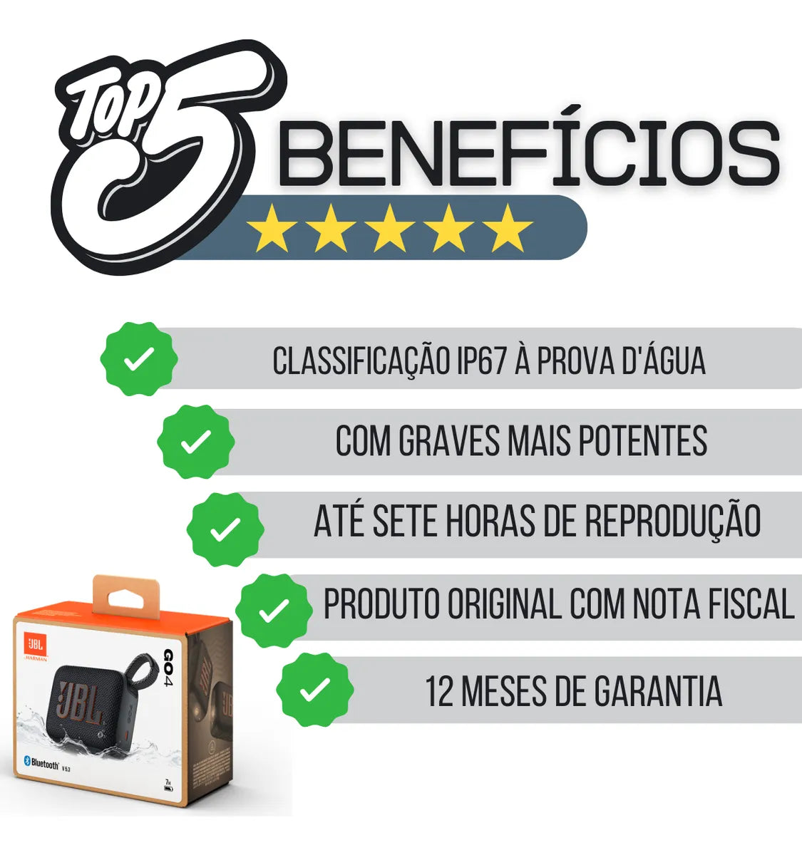 Caixa De Som Jbl Go 4 Bluetooth Portátil À Prova D'água Caixa De Som Go 4 Jbl Preto